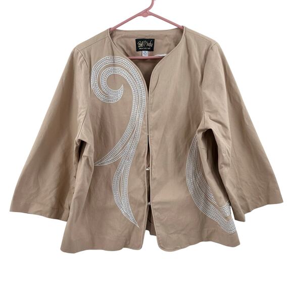 BOB MACKIE Wearable Art Jacket Size 1X Blazer Lagenlook Artsy Plus Curvy Stretch - Picture 1 of 12